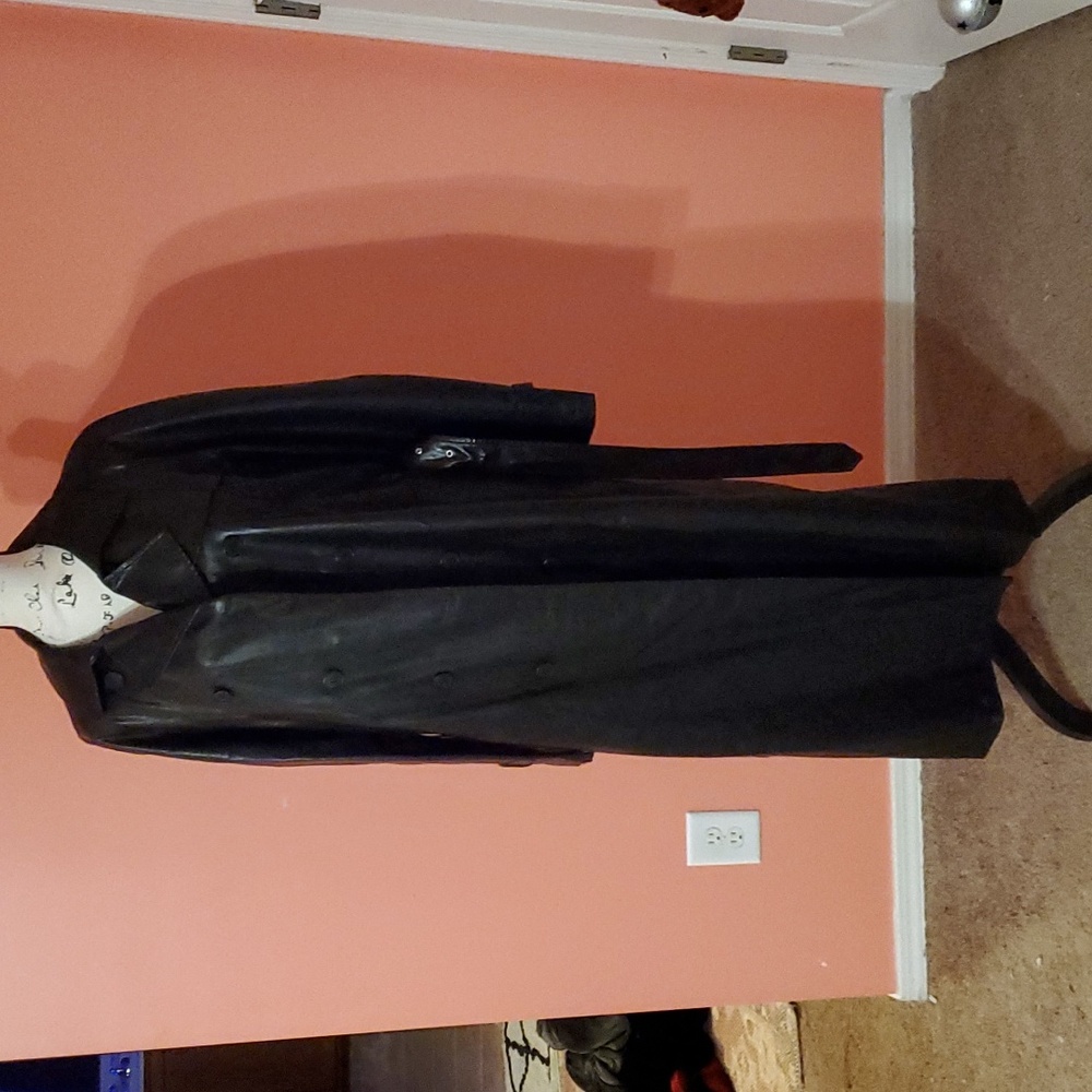 Faux leather maxi jacket